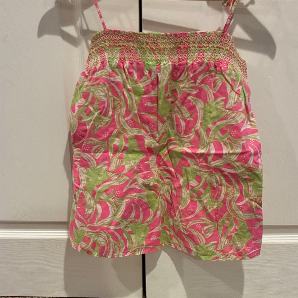 Lilly Pulitzer Pink & Green Smocked Tropical Camisole